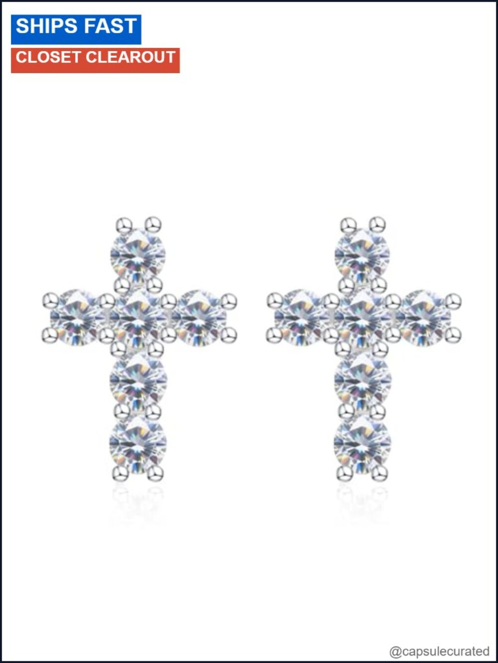 925 Sterling Silver Moissanite Cross Stud Earrings for Women Christian Catholic